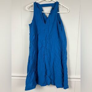 Banana Republic Factory Trapeze Blue Mini V-Neck Dress XS Petite Flare Hem